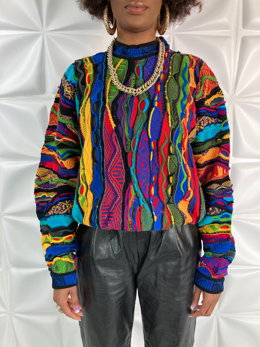 Vintage CUGGI Coogi Australia Sweater knit Biggie Smalls colorful