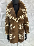 Vintage COAT Mink two tone Blonde Brown Checkered design S-M