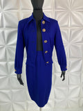 ST JOHN Marie Gray Santana Knit Skirt & Jacket Set Royal Blue