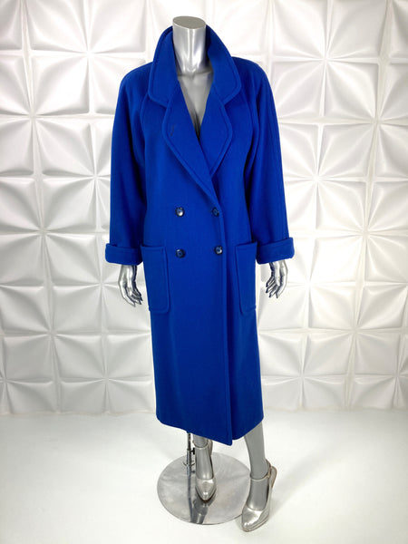 Vintage wool COAT double breasted Royal Blue M-L