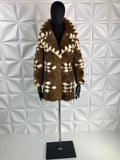 Vintage COAT Mink two tone Blonde Brown Checkered design S-M