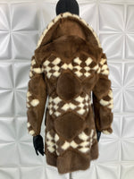Vintage COAT Mink two tone Blonde Brown Checkered design S-M