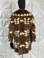 Vintage COAT Mink two tone Blonde Brown Checkered design S-M