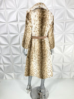 Vintage 70s Faux Fur COAT belted cheetah leopard print M