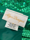Vintage 80s DRESS gown Green Alyce Designs Party Prom S/M