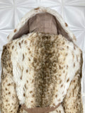 Vintage 70s Faux Fur COAT belted cheetah leopard print M
