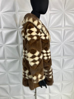 Vintage COAT Mink two tone Blonde Brown Checkered design S-M