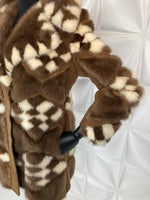 Vintage COAT Mink two tone Blonde Brown Checkered design S-M