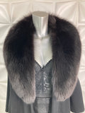 Vintage 100% Cashmere dress COAT with Fox fur collar Black