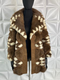Vintage COAT Mink two tone Blonde Brown Checkered design S-M