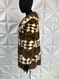 Vintage COAT Mink two tone Blonde Brown Checkered design S-M