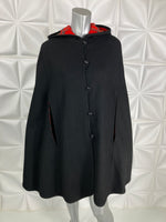 PENDLETON hooded reversible CAPE Coat Red plaid Black OSFM