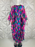 Vintage 70's DRESS Gown Kimono Sleeves M