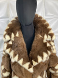 Vintage COAT Mink two tone Blonde Brown Checkered design S-M